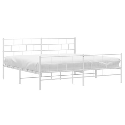 vidaXL Metal Bed Frame without Mattress with Footboard White 76"x79.9"