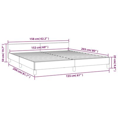 vidaXL Bed Frame with Headboard Dark Gray 59.8"x79.9" Queen Fabric