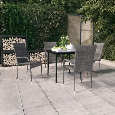 vidaXL 5 Piece Patio Dining Set Gray and Black