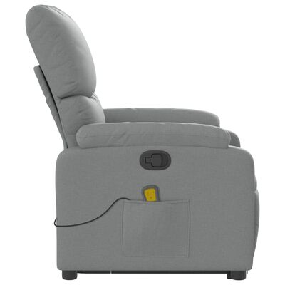 vidaXL Stand up Massage Recliner Chair Light Gray Fabric