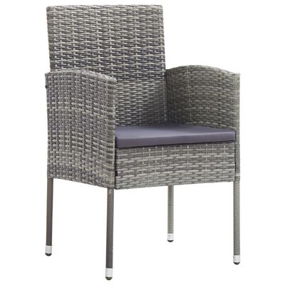 vidaXL Patio Chairs with Dark Gray Cushions 2 pcs Gray Poly Rattan