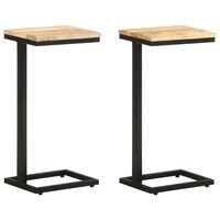 vidaXL Side Tables 2 pcs 12.4"x9.6"x25.4" Rough Mango Wood