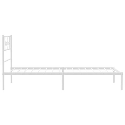 vidaXL Metal Bed Frame without Mattress with Headboard White 39.4"x74.8"