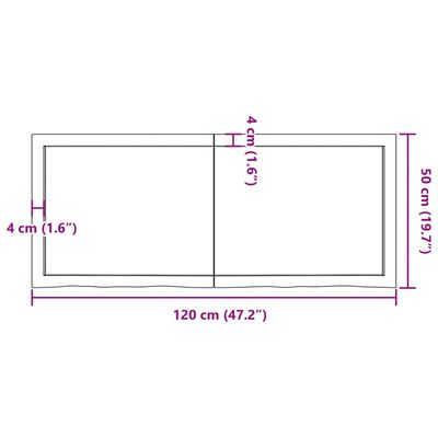 vidaXL Wall Shelf Light Brown 47.2"x19.7"x(0.8"-2.4") Treated Solid Wood Oak