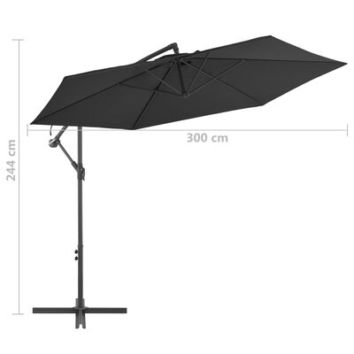 vidaXL Cantilever Garden Parasol with Aluminum Pole 118.1" Black