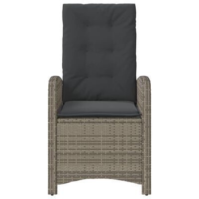 vidaXL Reclining Patio Chair with Cushions Gray Poly Rattan