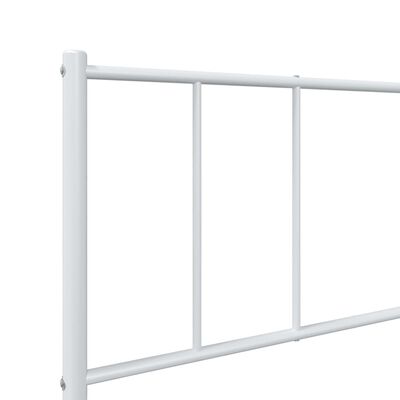 vidaXL Metal Bed Frame without Mattress with Headboard White 39.4"x74.8"