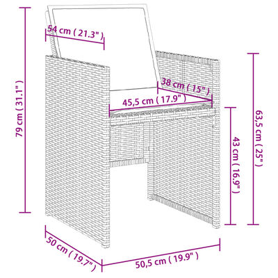 vidaXL 17 Piece Patio Dining Set with Cushions Gray Poly Rattan