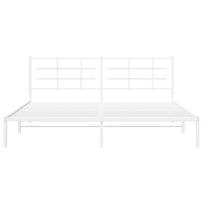 vidaXL Metal Bed Frame without Mattress with Headboard White 76"x79.9"