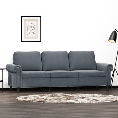 vidaXL 3-Seater Sofa Dark Gray 70.9" Velvet