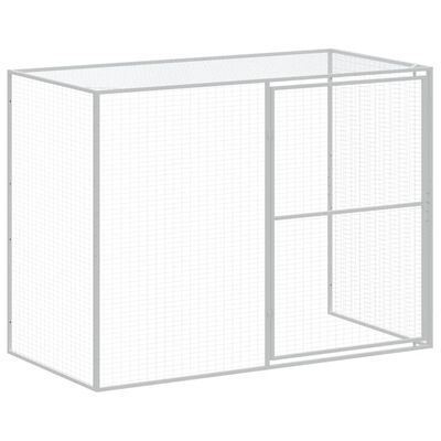 vidaXL Dog House with Run Light Gray 84.3"x340.6"x71.3" Galvanized Steel