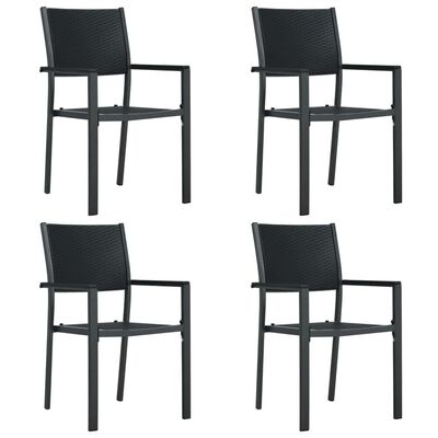 vidaXL 5 Piece Patio Dining Set Black