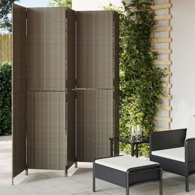 vidaXL Room Divider 5 Panels Gray Poly Rattan