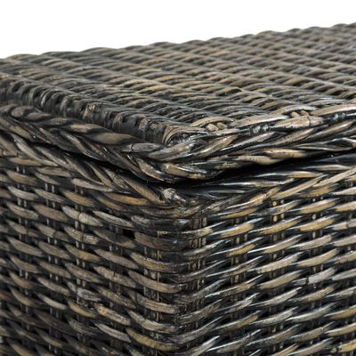 vidaXL Storage Box 47.2" Black Kubu Rattan and Solid Mango Wood