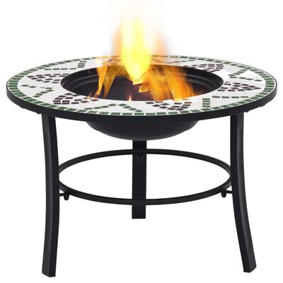 vidaXL Mosaic Fire Pit Green 26.8" Ceramic