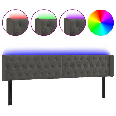 vidaXL LED Headboard Dark Gray 72"x6.3"x30.7"/34.6" Velvet