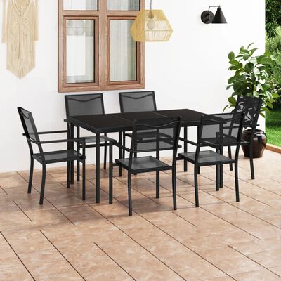 vidaXL 7 Piece Patio Dining Set Steel