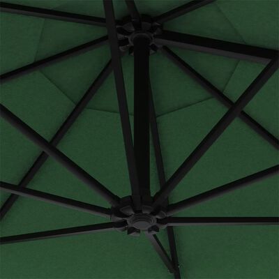 vidaXL Wall-Mounted Garden Parasol with Metal Pole 118.1" Green