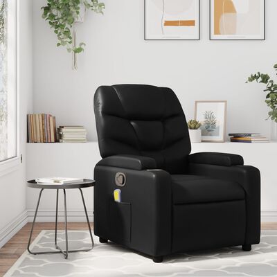 vidaXL Massage Recliner Chair Black Faux Leather