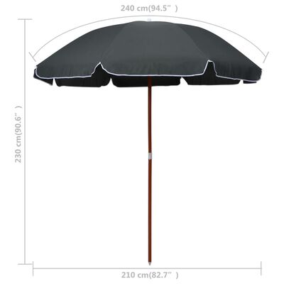 vidaXL Garden Parasol with Steel Pole 94.5" Anthracite