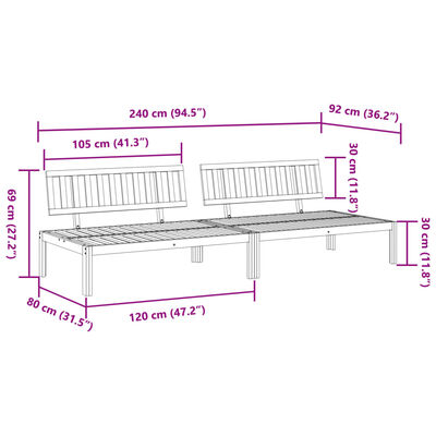 vidaXL Patio Pallet Middle Sofas 2 pcs Solid Wood Acacia