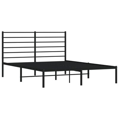 vidaXL Metal Bed Frame without Mattress with Headboard Black 53.1"x74.8"