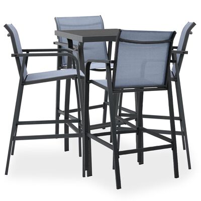 vidaXL 5 Piece Patio Bar Set Black and Gray