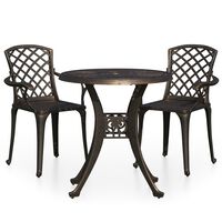 vidaXL 3 Piece Bistro Set Cast Aluminum Bronze