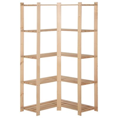 vidaXL 5-Tier Storage Corner Rack 32.5"x32.5"x66.9" Solid Wood Pine