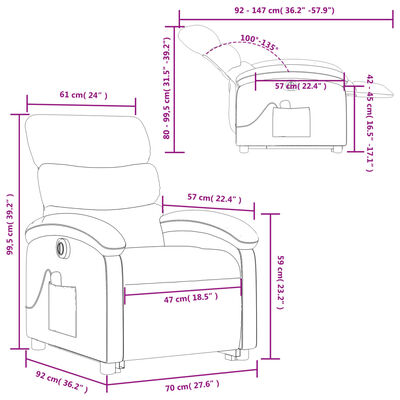 vidaXL Electric Stand up Massage Recliner Chair Black Fabric