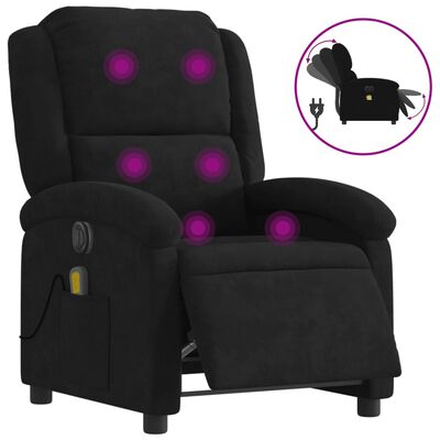 vidaXL Electric Massage Recliner Chair Black Velvet