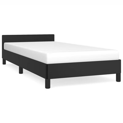 vidaXL Bed Frame with Headboard Black 39.4"x74.8" Twin Faux Leather