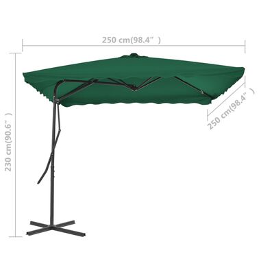 vidaXL Garden Parasol with Steel Pole 98.4"x98.4" Green