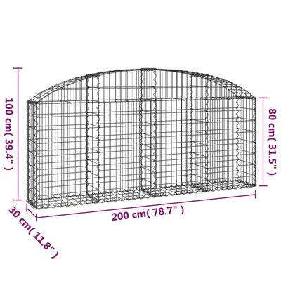 vidaXL Arched Gabion Basket 78.7"x11.8"x31.5"/39.4" Galvanized Iron