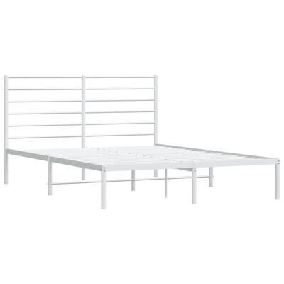 vidaXL Metal Bed Frame with Headboard White 59.8"x78.7"