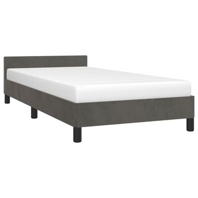 vidaXL Bed Frame with Headboard Dark Gray 39.4"x79.9" Twin XL Velvet