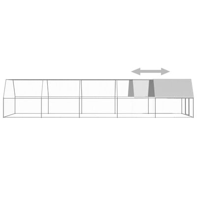 vidaXL Outdoor Chicken Cage 9.8'x32.8'x6.6' Galvanized Steel