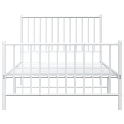 vidaXL Metal Bed Frame without Mattress with Footboard White 39.4"x78.7"