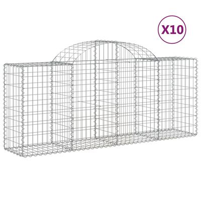 vidaXL Arched Gabion Baskets 10 pcs 78.7"x19.7"x31.5"/39.4" Galvanized Iron