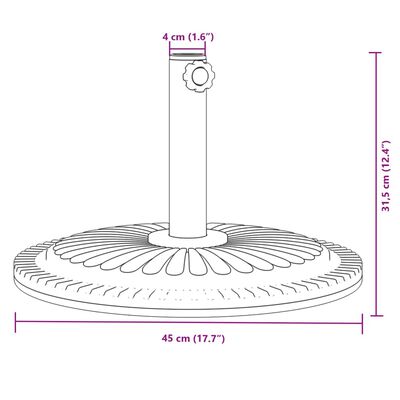 vidaXL Parasol Base for Ø1.5"/1.9" Poles 26.5 lb Round