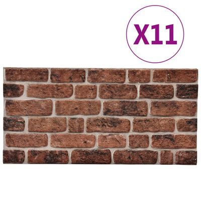 vidaXL 3D Wall Panels with Dark Brown Brick Design 11 pcs EPS