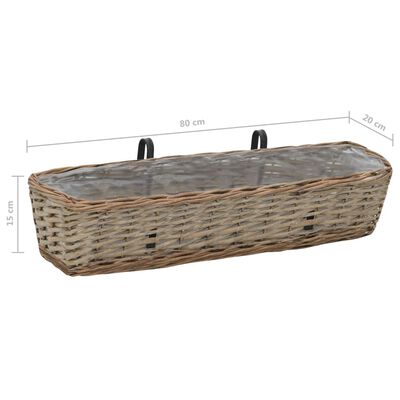 vidaXL Balcony Planter 2 pcs Wicker with PE Lining 31.5"