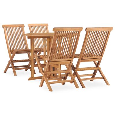 vidaXL 5 Piece Folding Patio Dining Set Solid Teak Wood