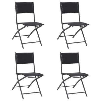 vidaXL Folding Patio Chairs 4 pcs Steel and Textilene