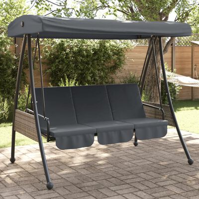 vidaXL Patio Swing Bench with Adjustable Canopy Dark Gray Steel