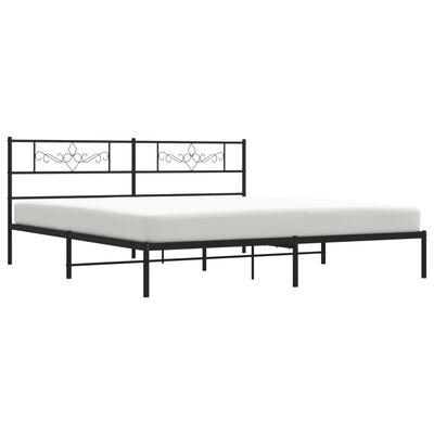 vidaXL Metal Bed Frame with Headboard Black 72"x83.9" California King