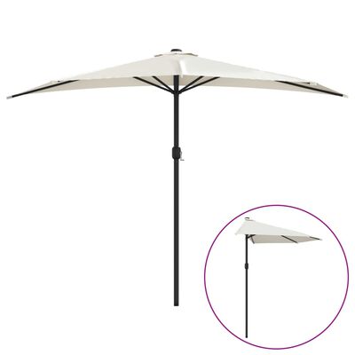 vidaXL Garden Parasol with Aluminum Pole Sand 118.1"x61" Half