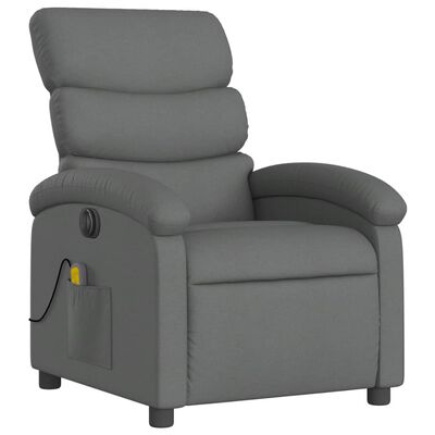 vidaXL Electric Massage Recliner Chair Dark Gray Fabric