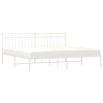 vidaXL Metal Bed Frame with Headboard White 76"x79.9" King