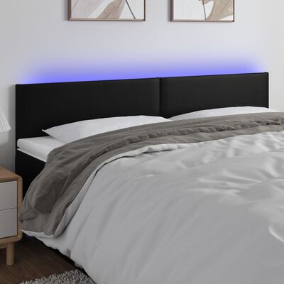 vidaXL LED Headboard Black 78.7"x2"x30.7"/34.6" Faux Leather